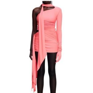 Mugler Vibrant Pink One-Shoulder Dress